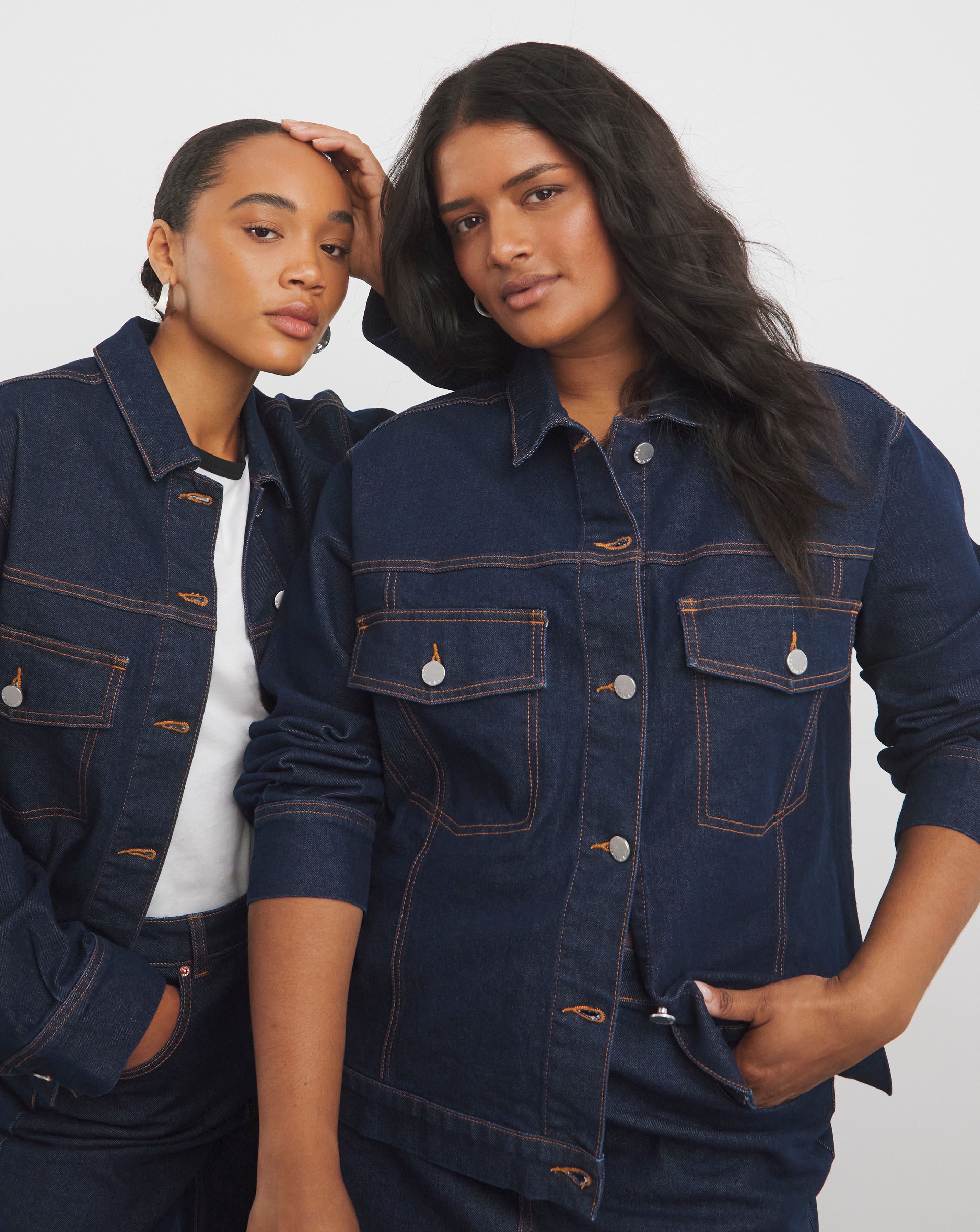 Contrast Stitch Boxy Denim Jacket