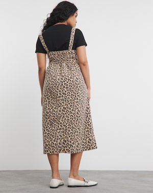 Leopard Midaxi Denim Pinafore Dress - Image 4