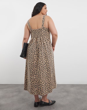 Leopard Midaxi Denim Pinafore Dress - Image 9