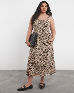 Leopard Midaxi Denim Pinafore Dress - Image 8