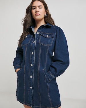 Indgio LONG SLEEVE BOXY DENIM MINI DRESS - Image 4
