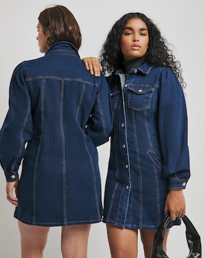 Indgio LONG SLEEVE BOXY DENIM MINI DRESS - Image 5