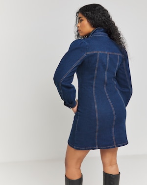 Indgio LONG SLEEVE BOXY DENIM MINI DRESS - Image 6
