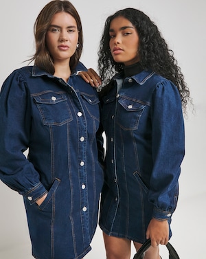 Indgio LONG SLEEVE BOXY DENIM MINI DRESS - Image 8