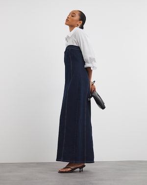Indigo Bandeau Denim Column Dress - Image 3