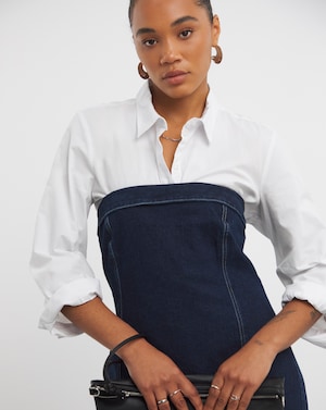 Indigo Bandeau Denim Column Dress - Image 10