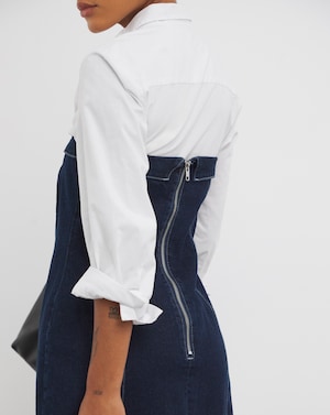 Indigo Bandeau Denim Column Dress - Image 4