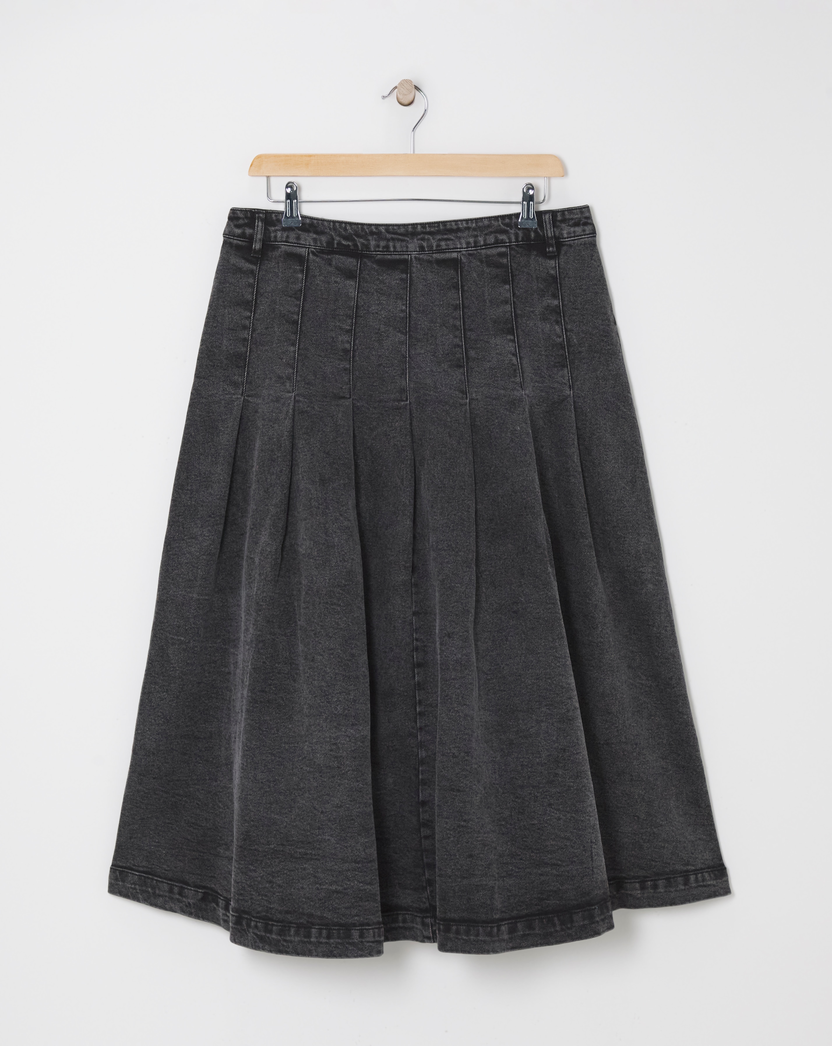 Black Maxi Denim Kilt