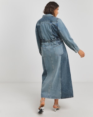 Mid Wash Patchwork Denim Maxi Dress - Image 4