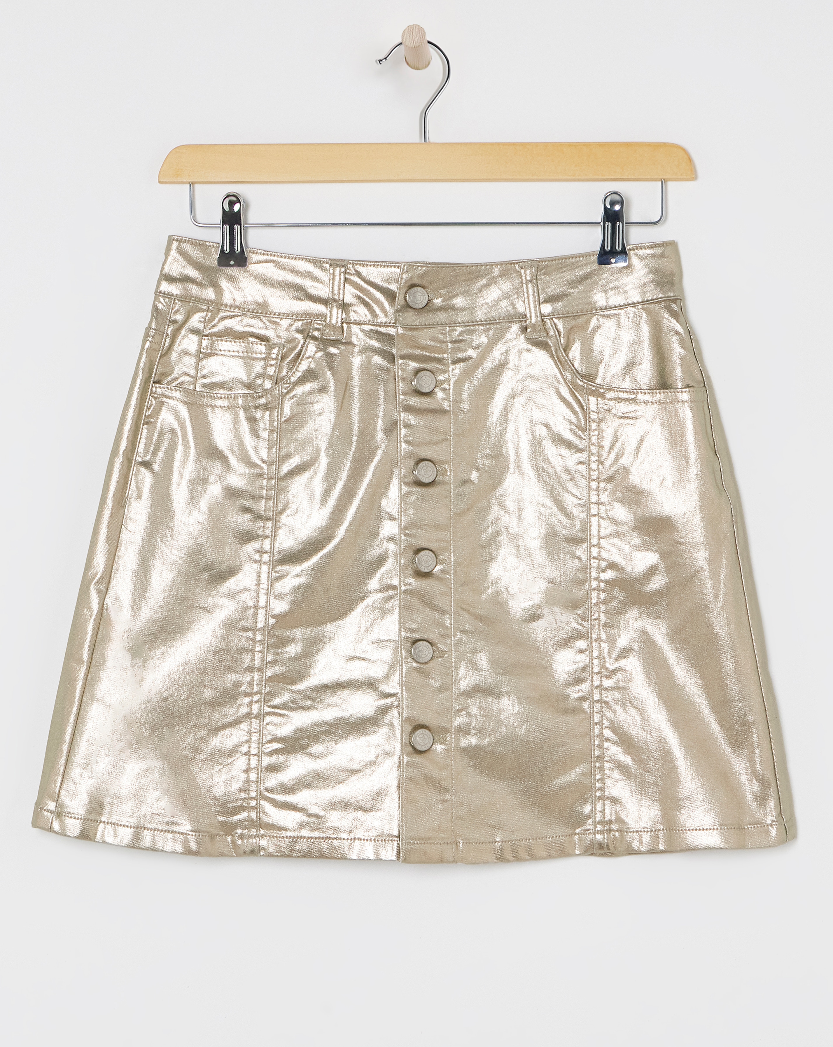 Gold Denim Mini Skirt