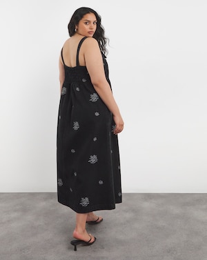 Embroidered Midaxi Denim Pinafore Dress - Image 6