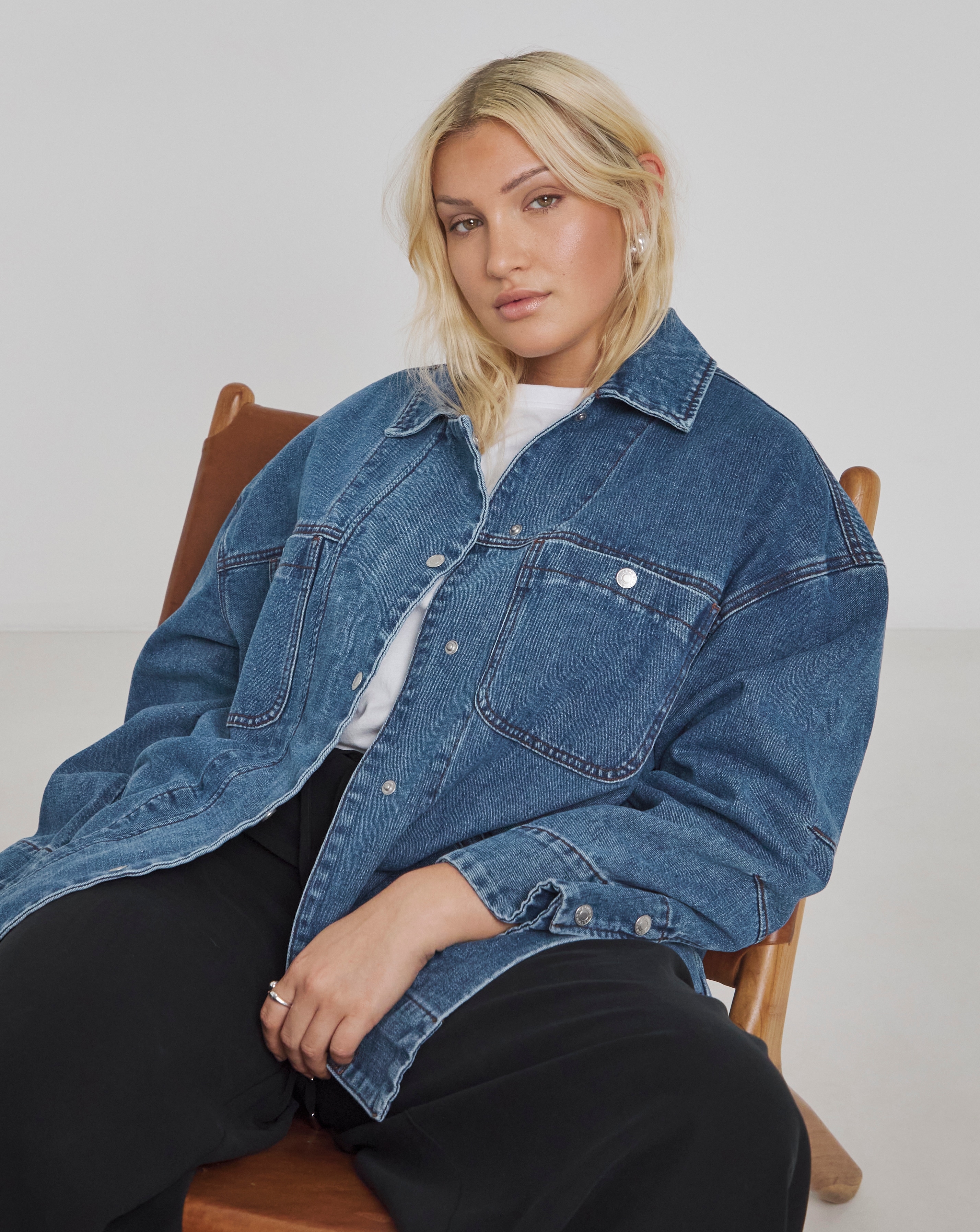 Simply Be Mid Wash Denim Workwear Jacket
