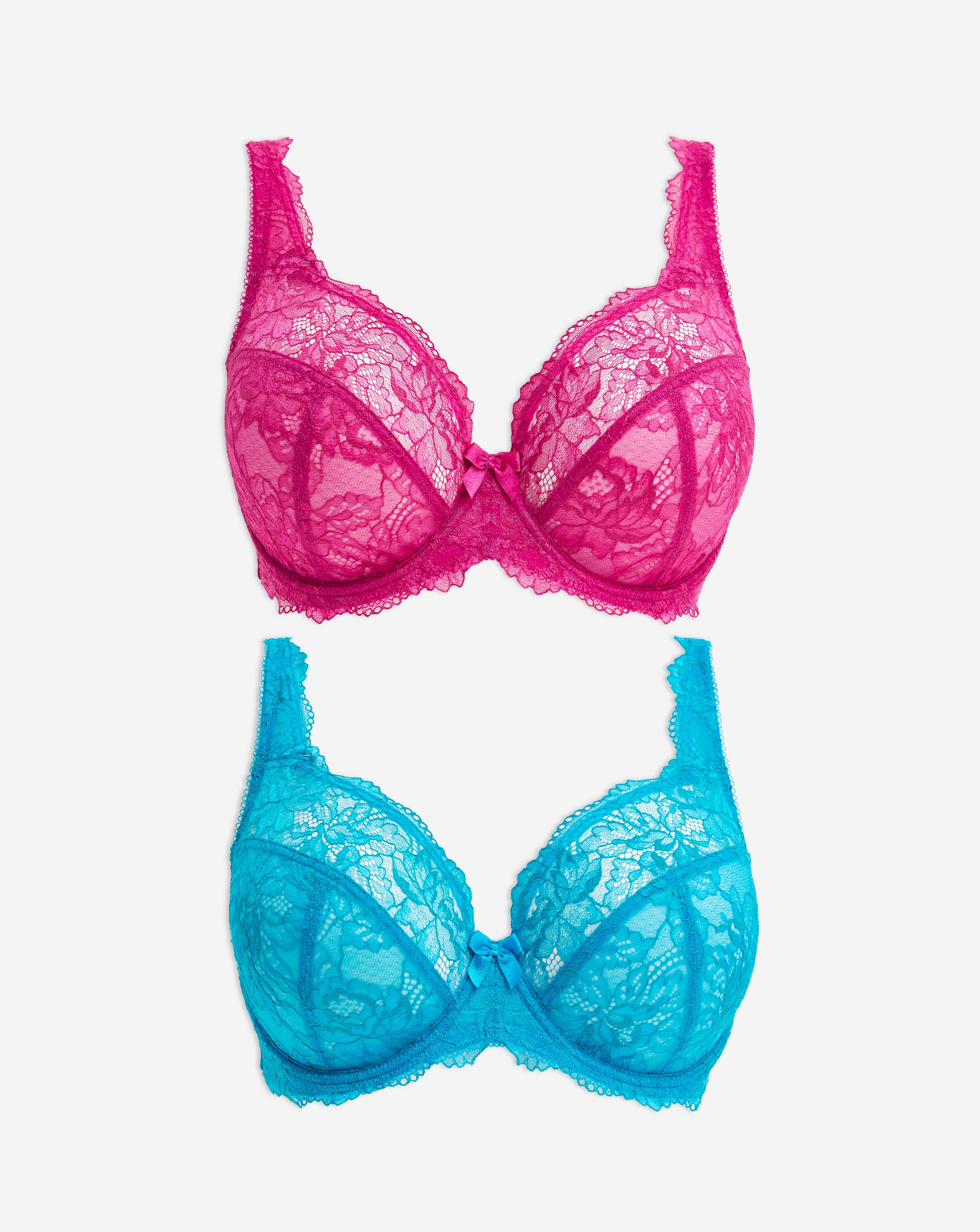 2 Pack Ella Lace Full Cup Wired Bras