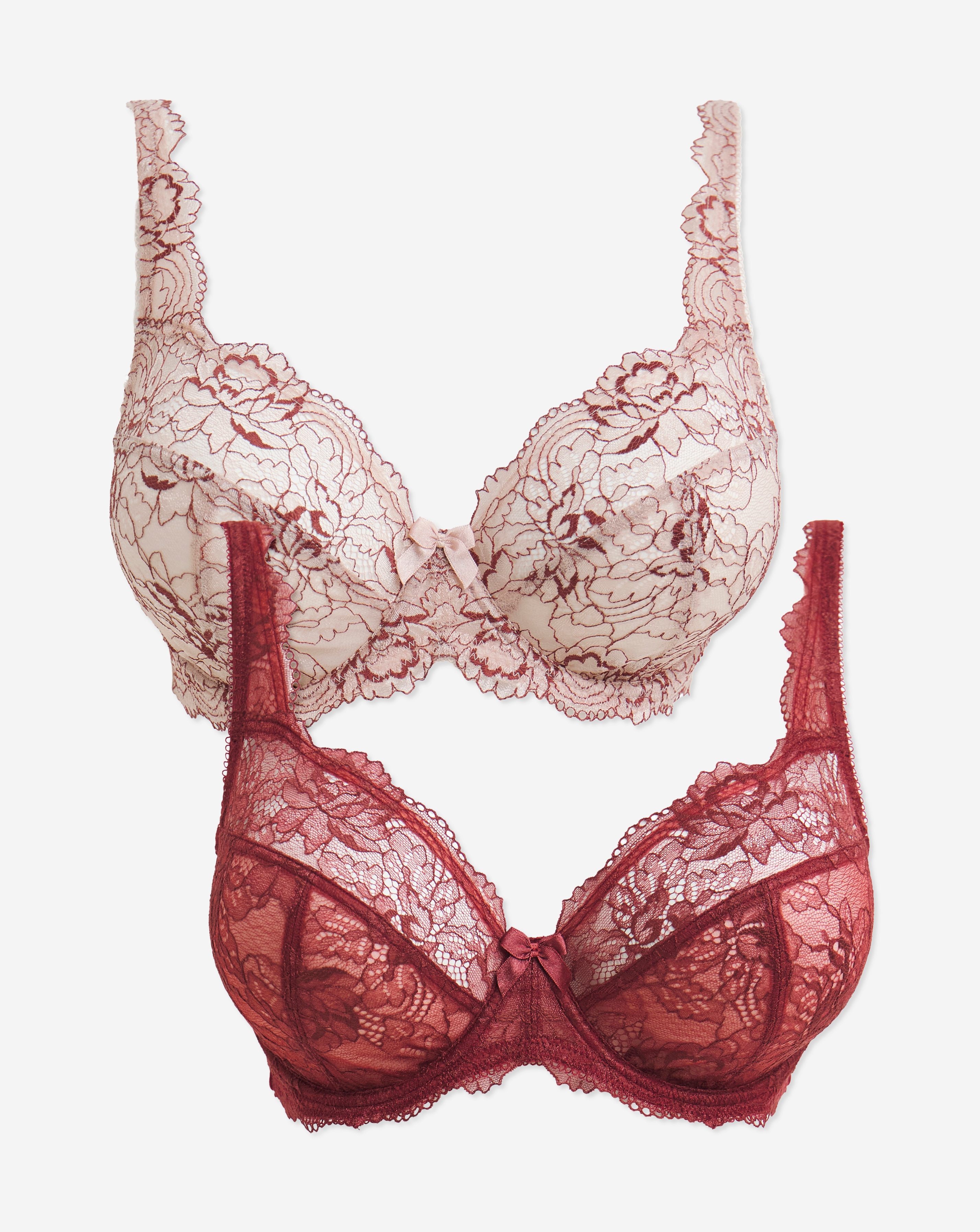 2 Pack Ella Lace Full Cup Wired Bras