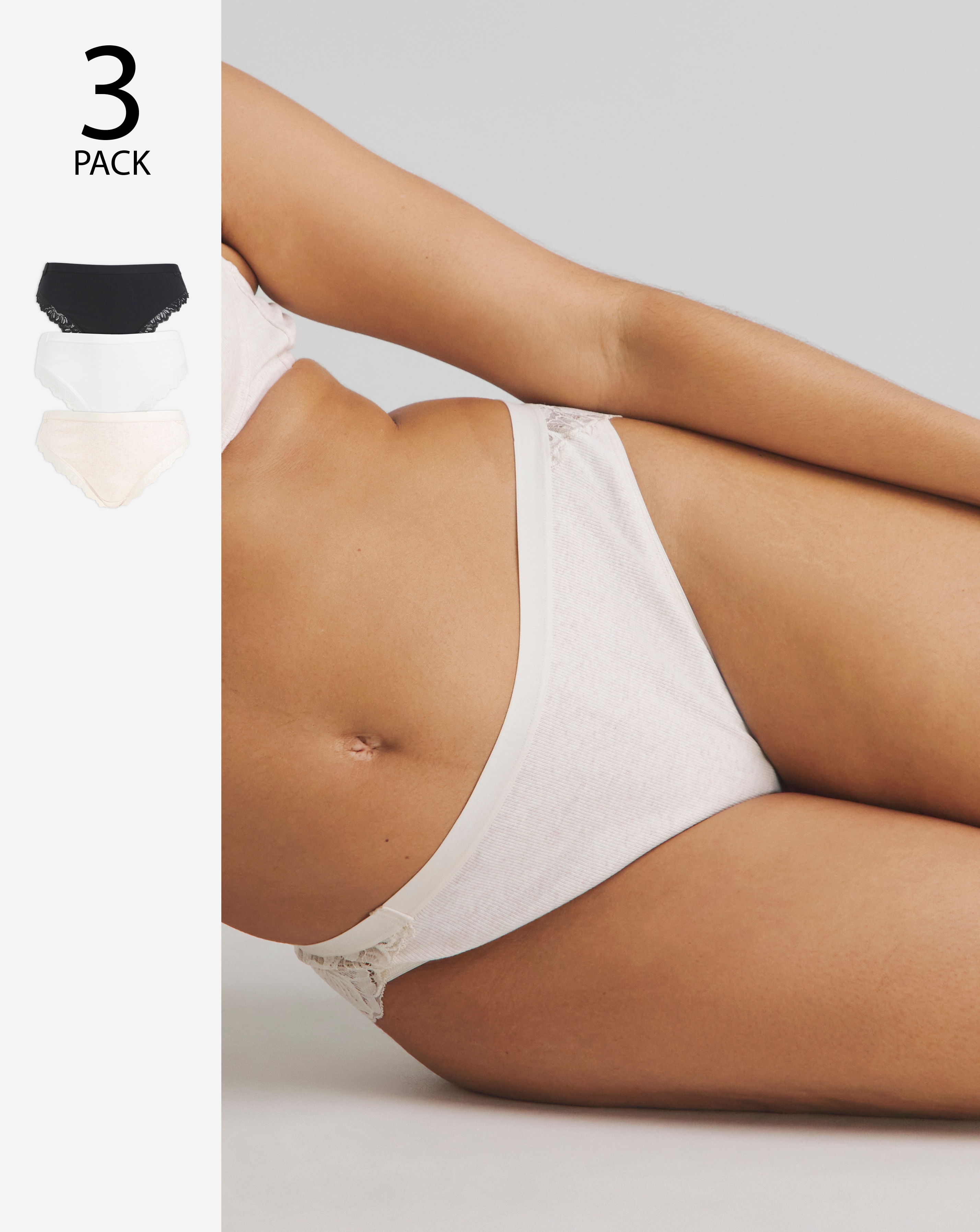 3 Pack Lace Midi Brazilian