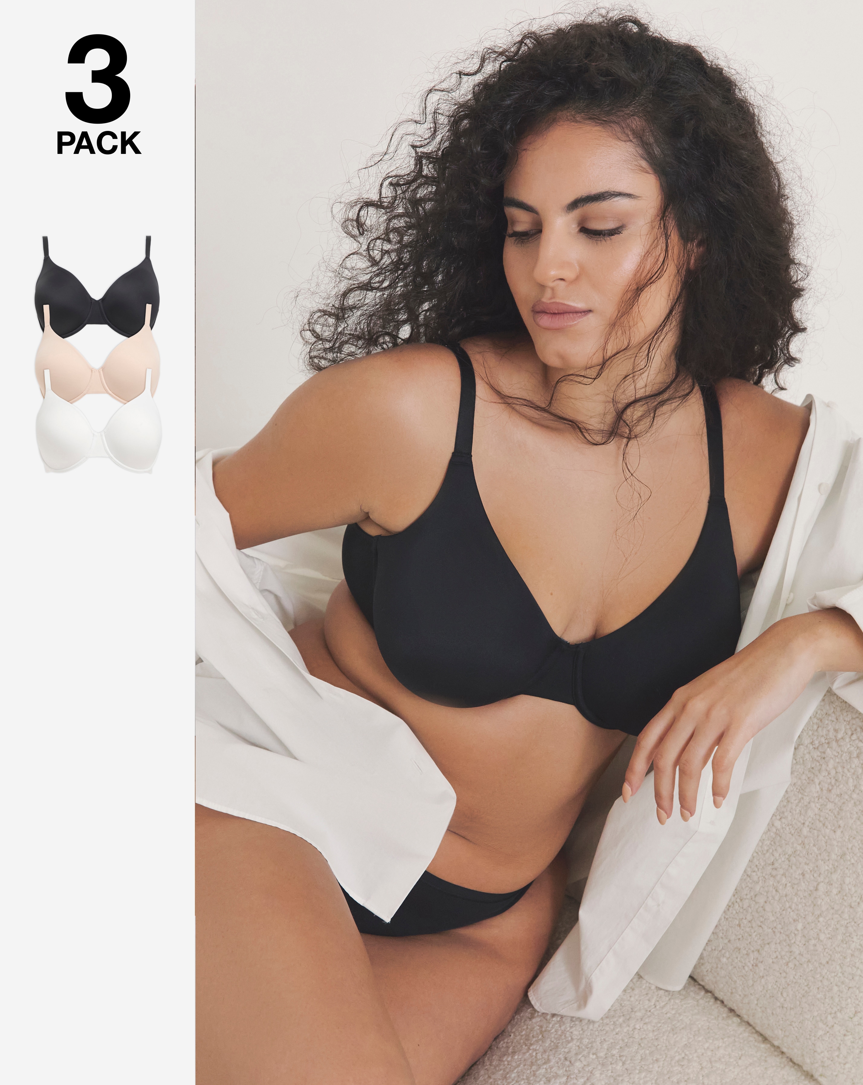 3 Pack Claire Micro Full Cup Wired Bras