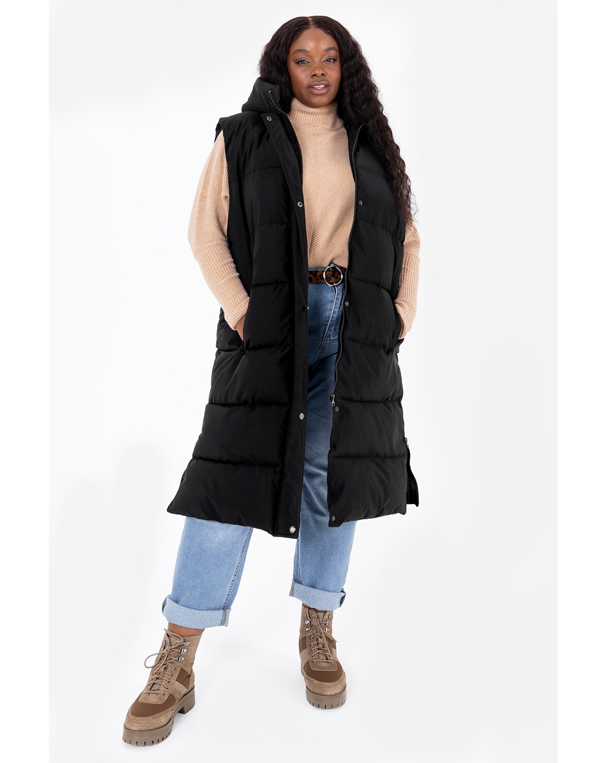 Lovedrobe Black Longline Hooded Gilet