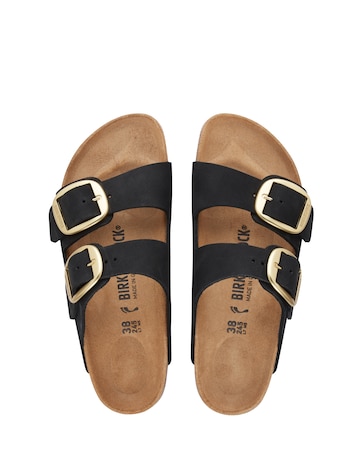 Birkenstock Arizona Black Nubuck Big Buckle Sandals - Standard Fit (D)