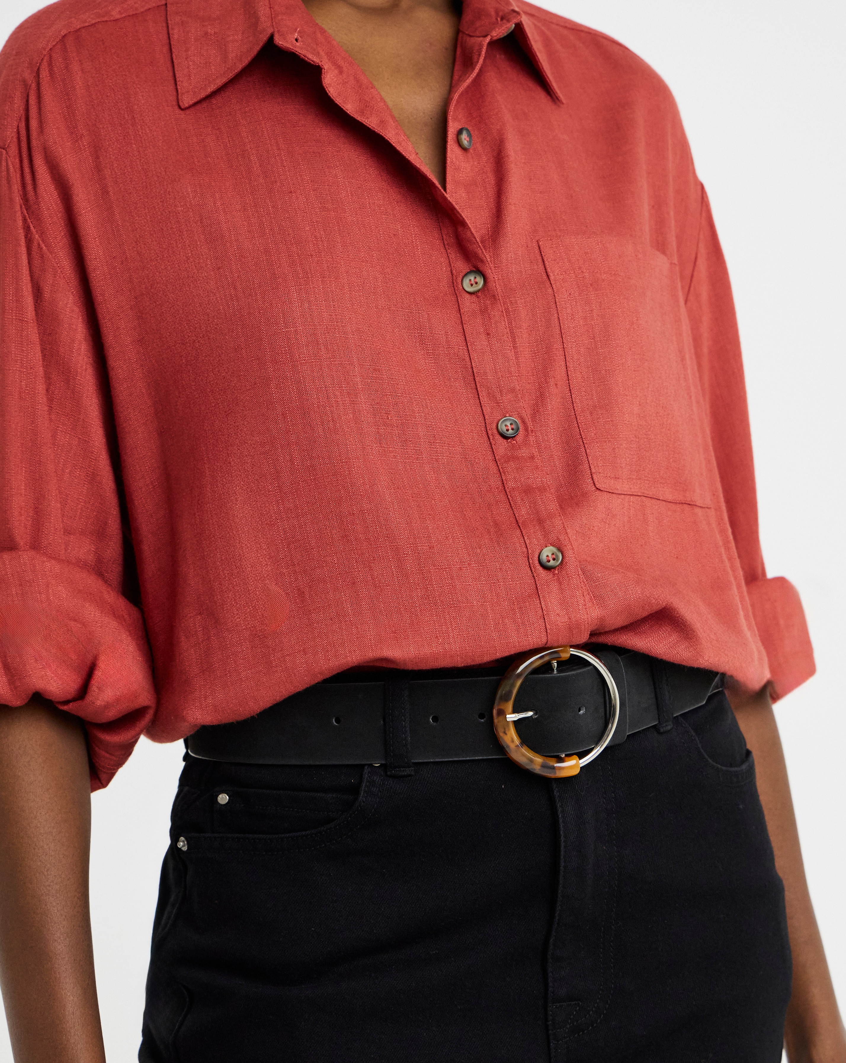 New In - Suedette Faux Tortoise Buckle Belt