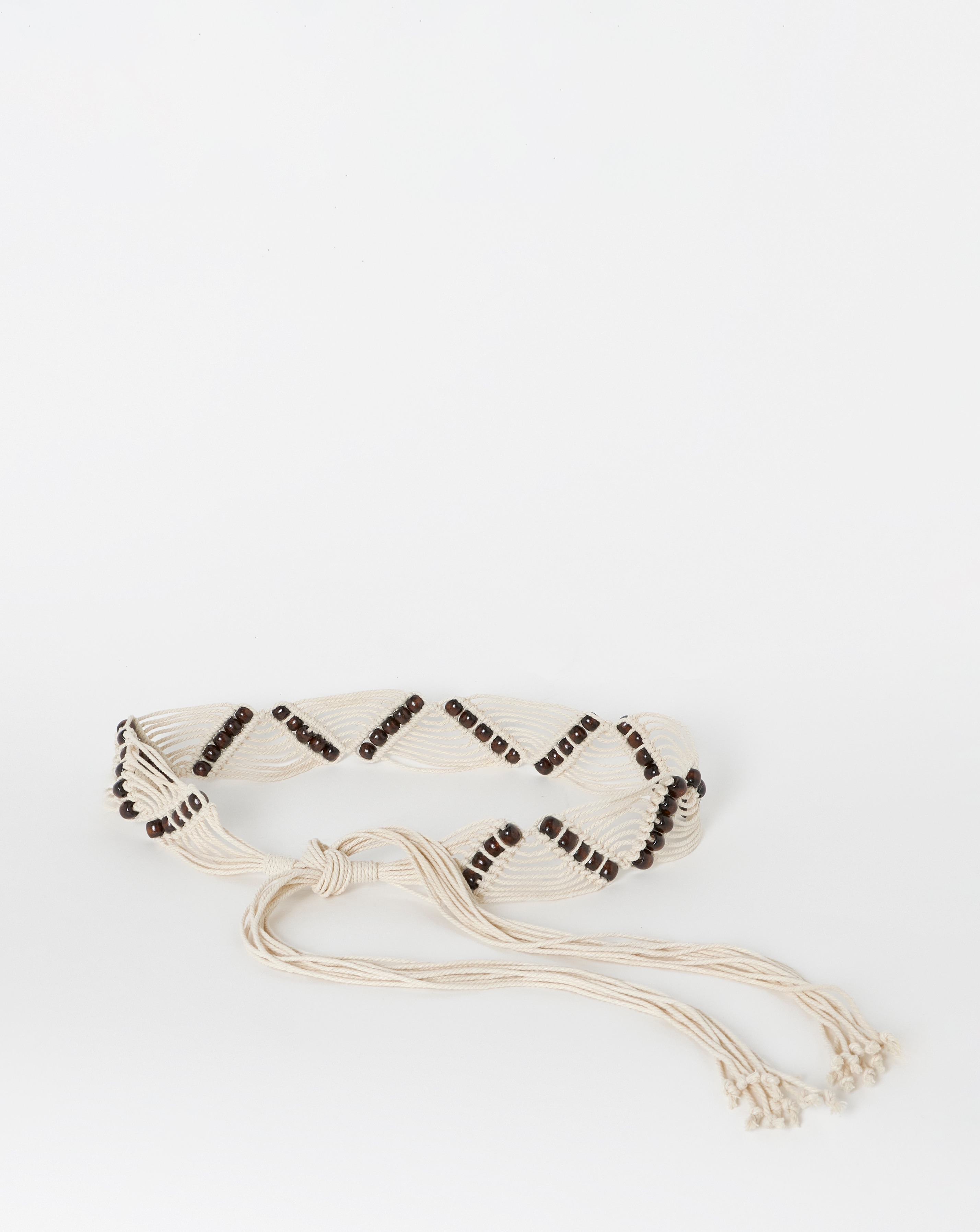 New In - Beaded Macrame Tie Belt