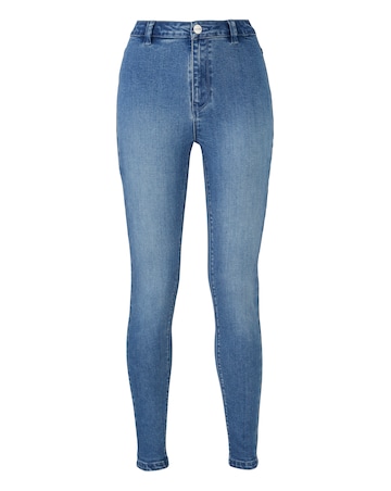 Mid Blue High Waisted Sophia Supersoft Fly Front Jeggings Regular Length