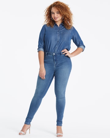 Mid Blue High Waisted Sophia Supersoft Fly Front Jeggings Regular Length