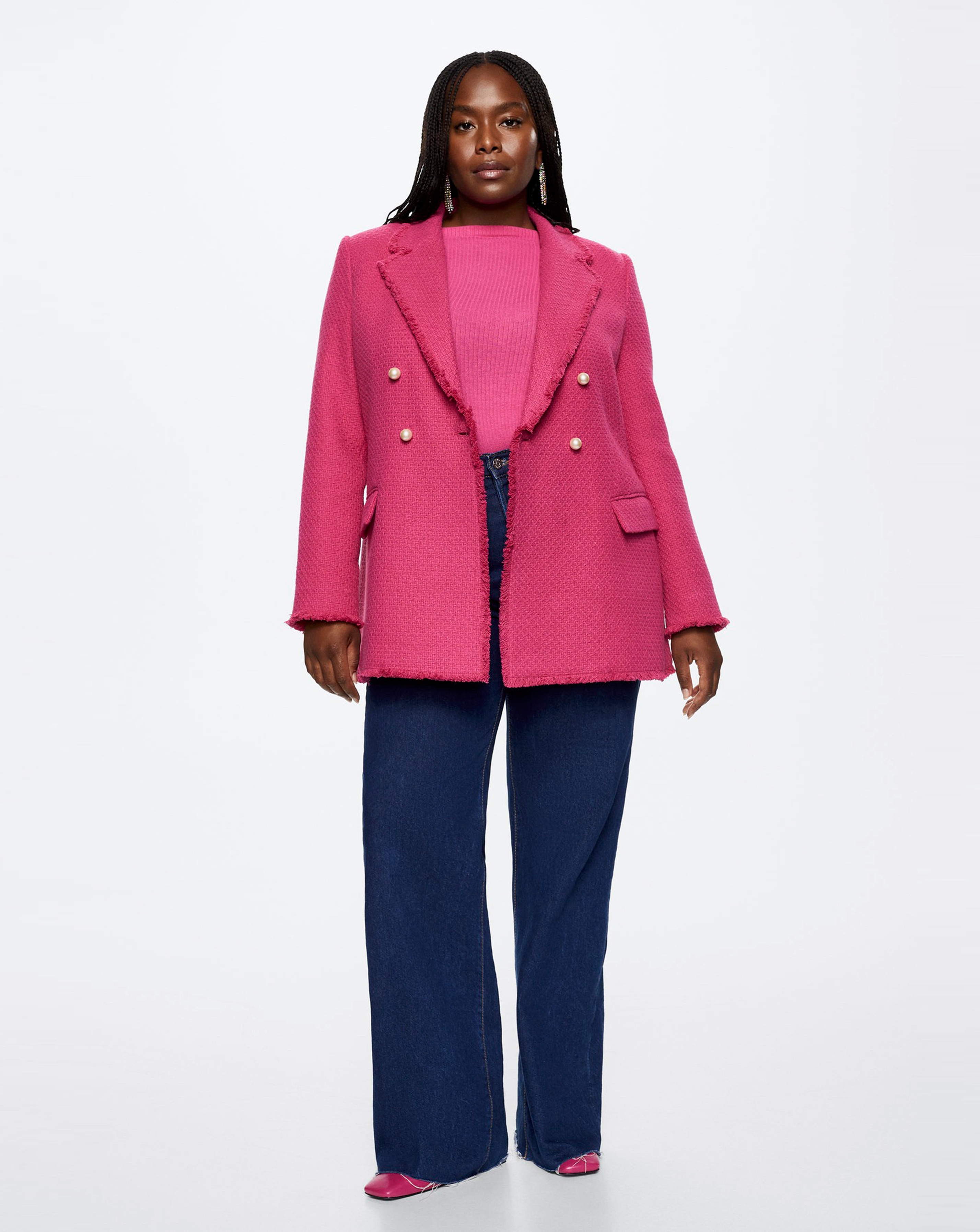 Mango pink tweed jacket Clearance