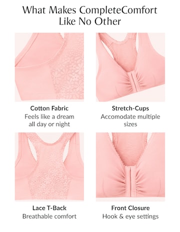 Glamorise Plus Size Front-Fastening Cotton T-Back 1908