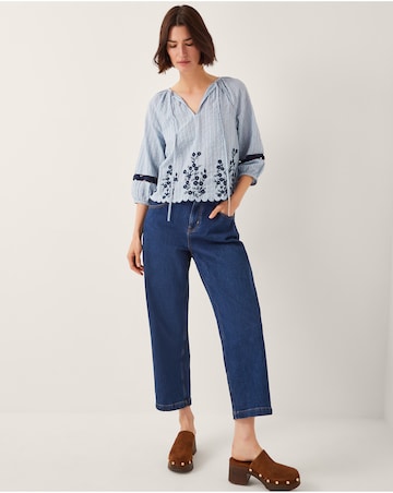 Monsoon Cara Embroidered Stripe Blouse