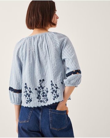 Monsoon Cara Embroidered Stripe Blouse