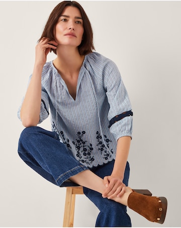 Monsoon Cara Embroidered Stripe Blouse