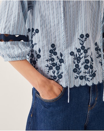 Monsoon Cara Embroidered Stripe Blouse