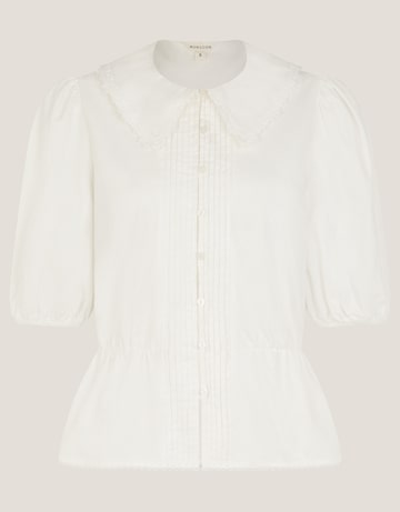 Monsoon Celia Puff Sleeve Collar Blouse