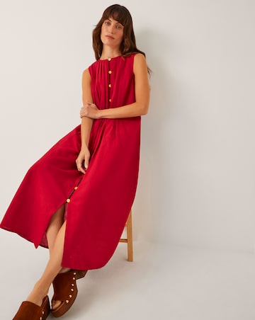 Monsoon Monica Linen Pleated Midi Dress