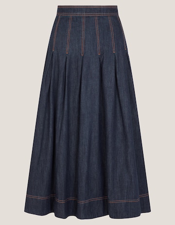 Monsoon Darcie Pleated Denim Midi Skirt