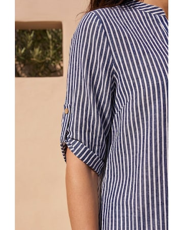 Roman Classic Stripe Button Front Top