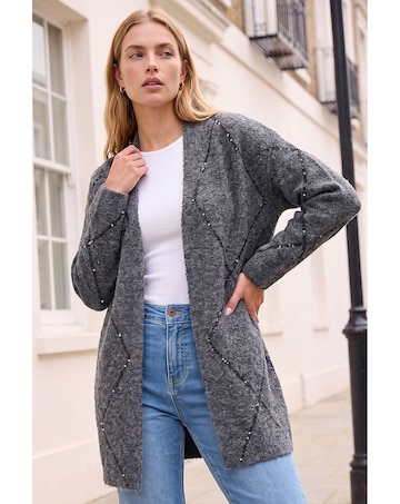 Roman Sparkle Argyle Cardigan