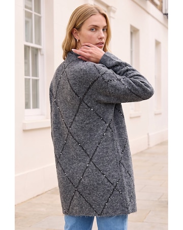 Roman Sparkle Argyle Cardigan