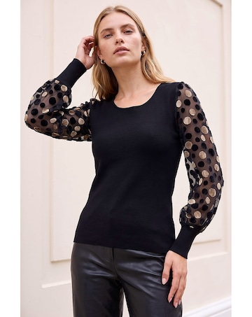 Roman Polka Dot Knit Top
