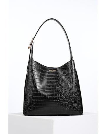 Luella Grey Ariadne Black Croc Hobo
