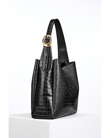Luella Grey Ariadne Black Croc Hobo