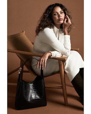 Luella Grey Ariadne Black Croc Hobo