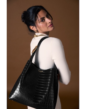 Luella Grey Ariadne Black Croc Hobo