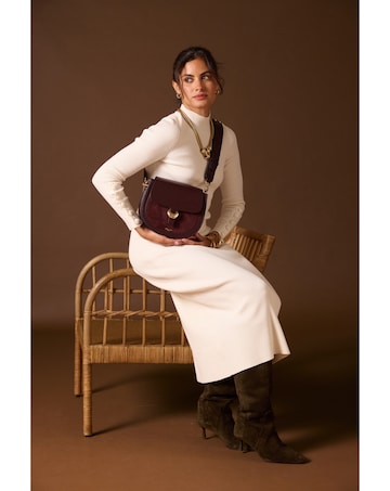 Luella Grey Venetia Black Cherry Saddle Crossbody
