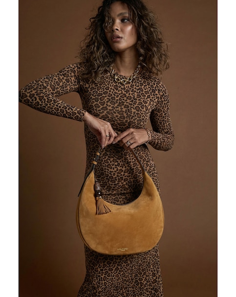 Luella Grey Theodora Tan Suede Scoop Hobo