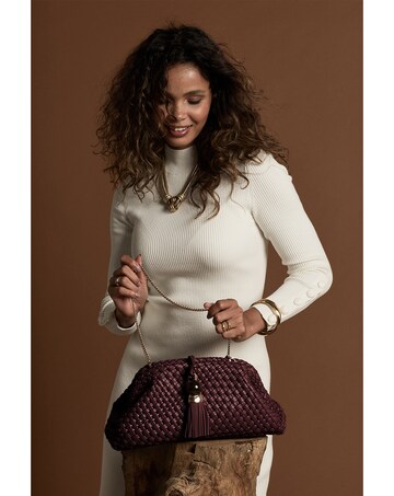 Luella Grey Indigo Black Cherry Oversized Clutch