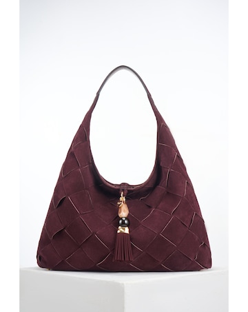 Luella Grey Pandora Weave Black Cherry Suede Weave Slouch Hobo