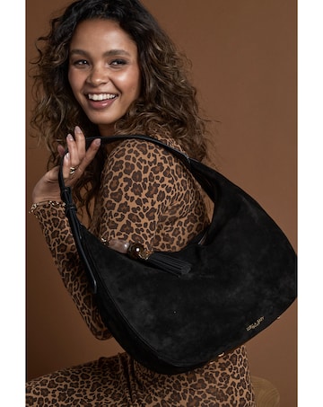 Luella Grey Theodora Black Suede Scoop Hobo