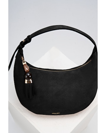 Luella Grey Theodora Black Suede Scoop Hobo