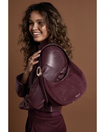 Luella Grey Blythe Black Cherry Suede Scoop Shoulder Bag